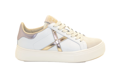 SNEAKERS RETE SKY 78 IN PELLE BIANCA E ORO